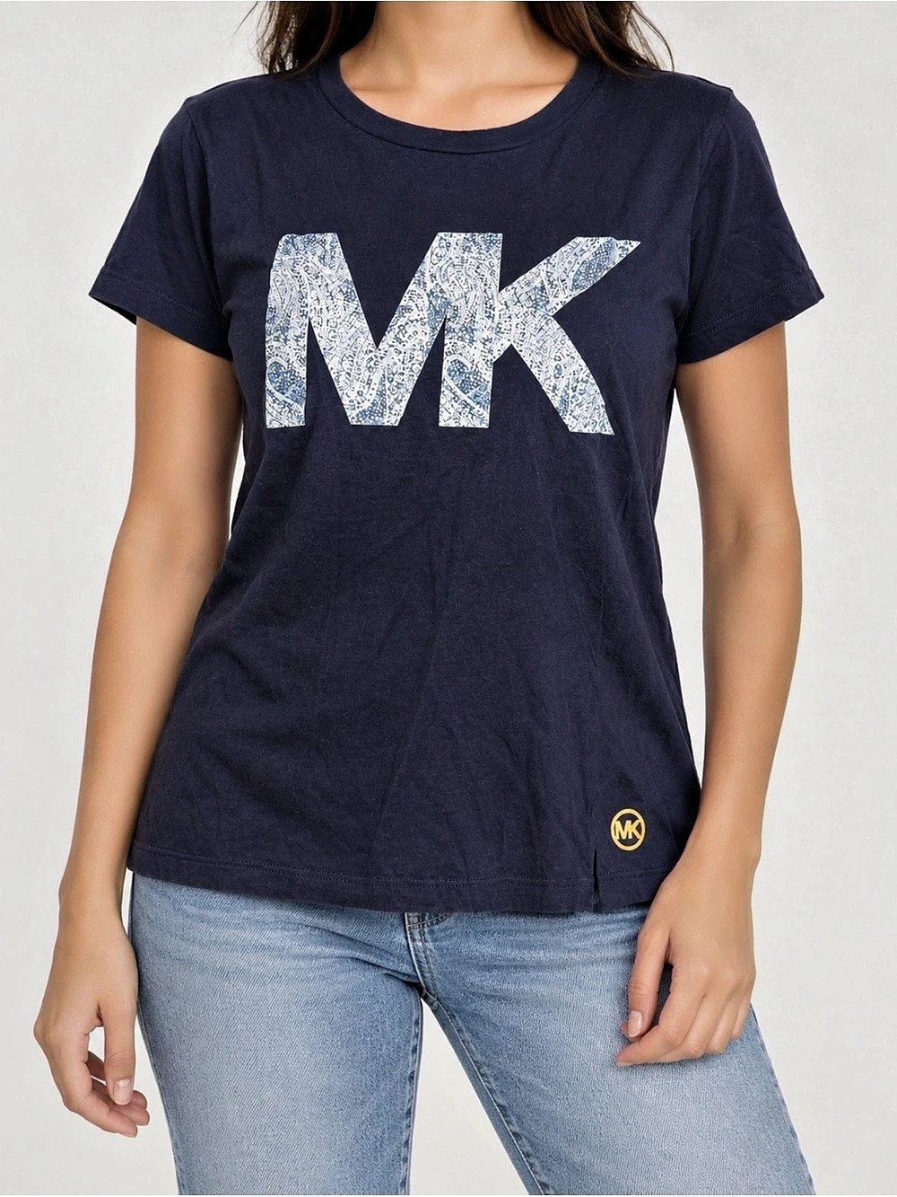 Michael Kors MK Logo Paisley T-Shirt Blue Small